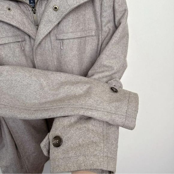 London Fog Mens Small Tan Wool Stand Collar Hip Length Coat Jacket - Picture 8 of 14